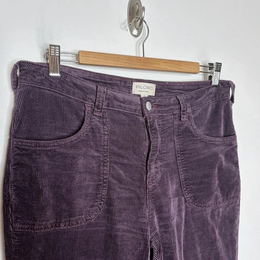 Pilcro The Icon Flare Corduroy Pants Plum Womens Size 29 Mid Rise Boho Hippie - Picture 2 of 5